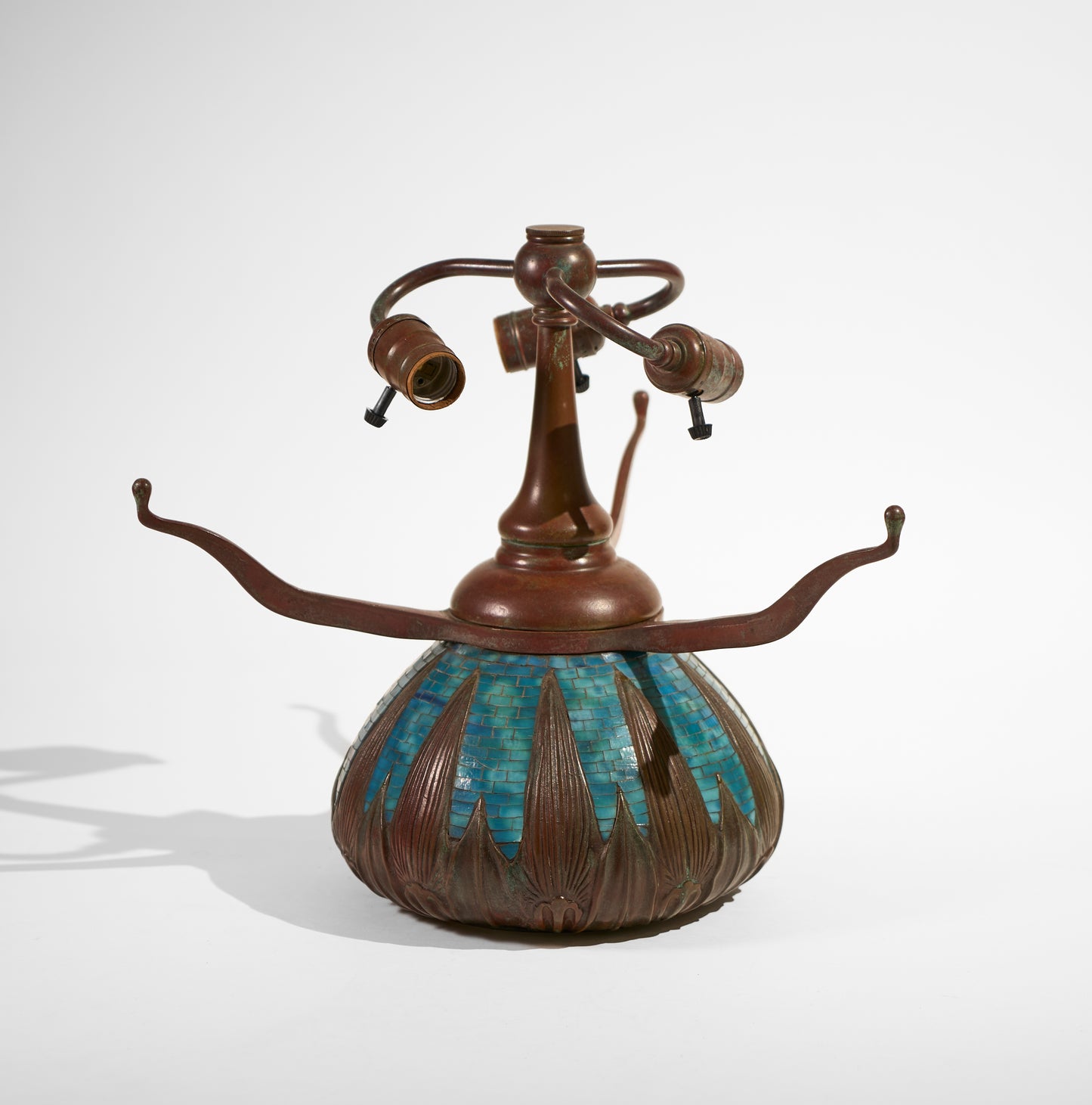 WB Arrowroot Urn Base ( Blue Glass Mosaic ) - Tiffany Reproduction Hardware