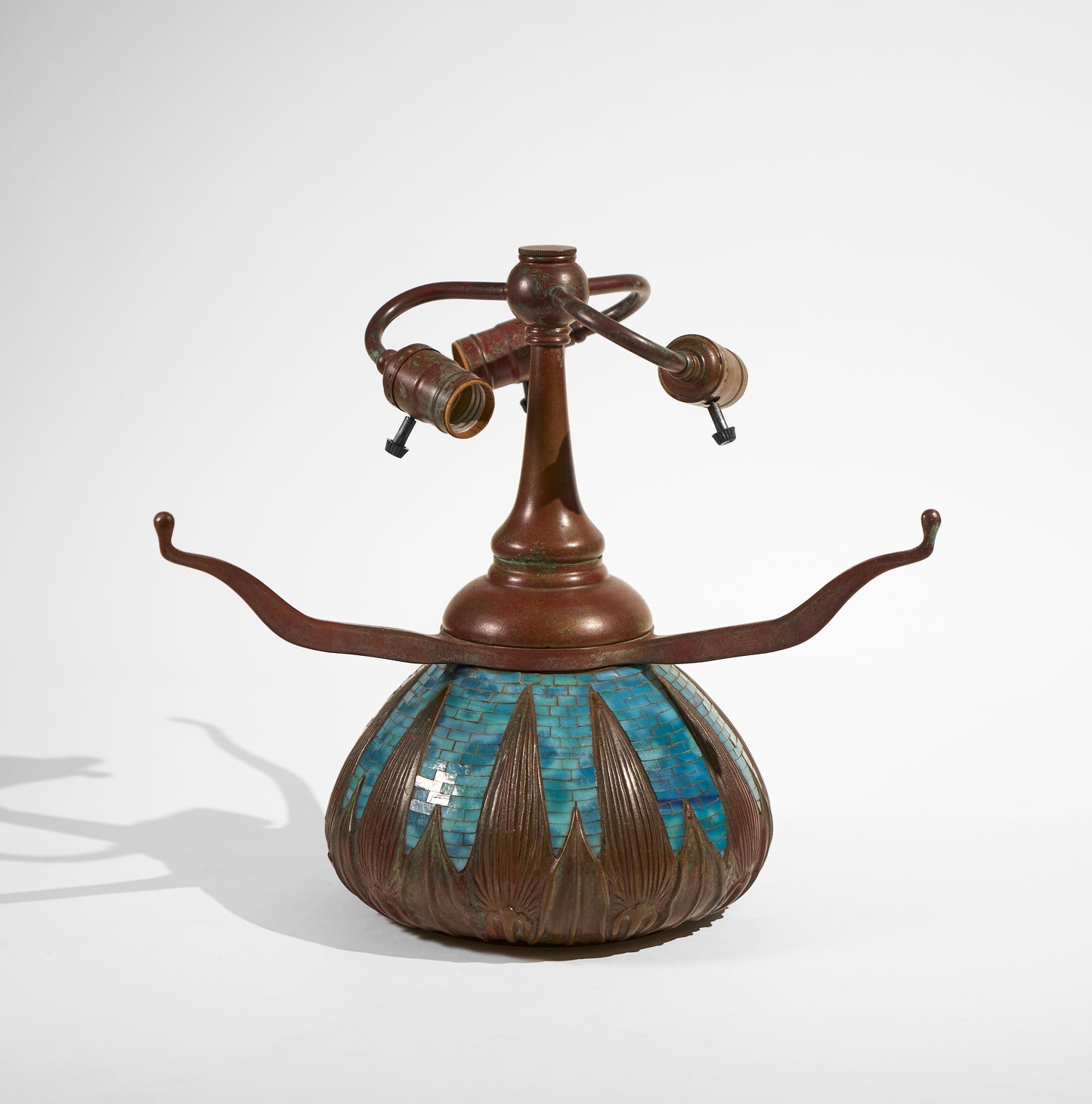 WB Arrowroot Urn Base ( Blue Glass Mosaic ) - Tiffany Reproduction Hardware