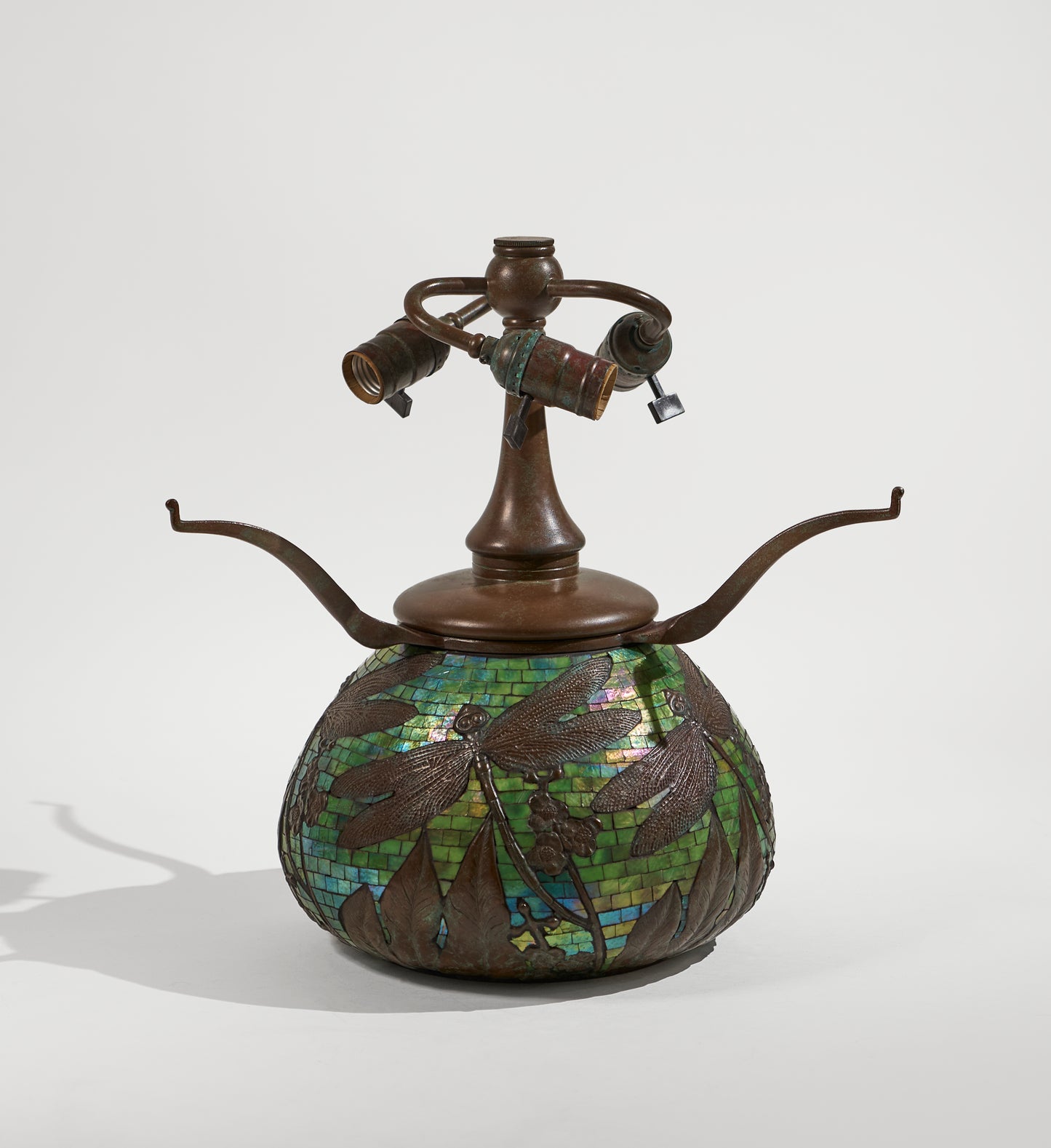 LB Dragonfly Mosaic Urn Base (Green) - Tiffany Reproduction Hardware