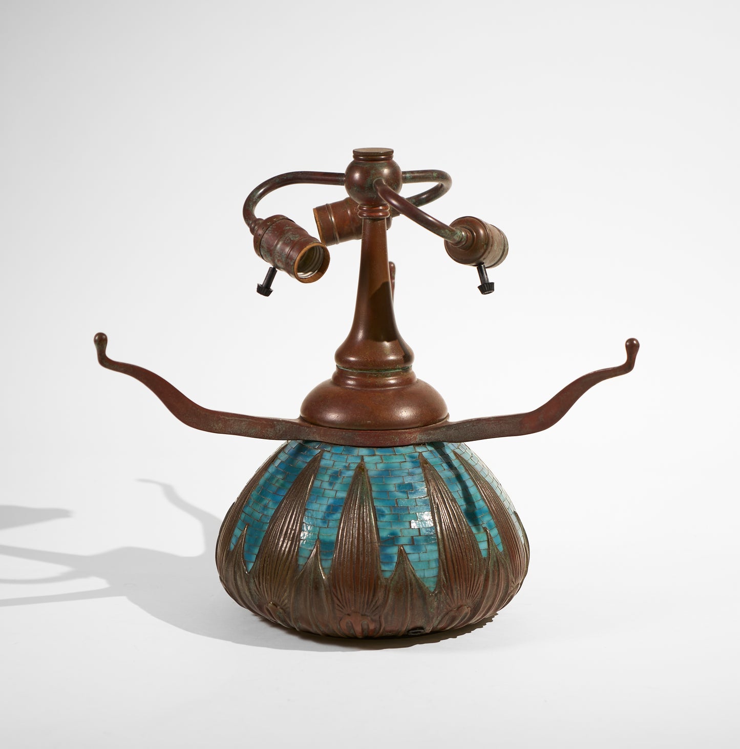 WB Arrowroot Urn Base ( Blue Glass Mosaic ) - Tiffany Reproduction Hardware