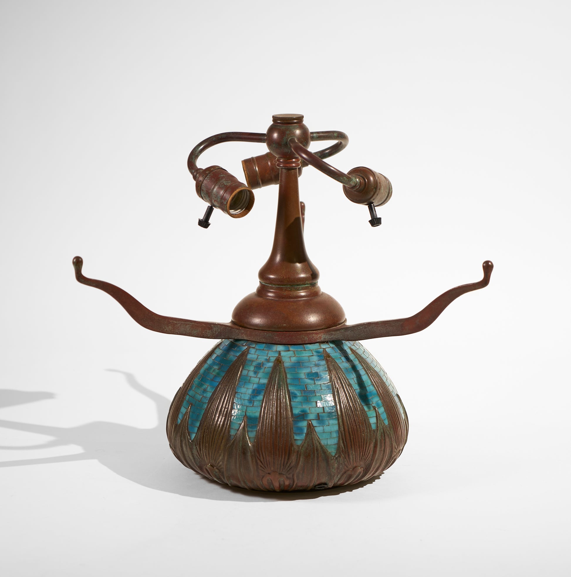 WB Arrowroot Urn Base ( Blue Glass Mosaic ) - Tiffany Reproduction Hardware