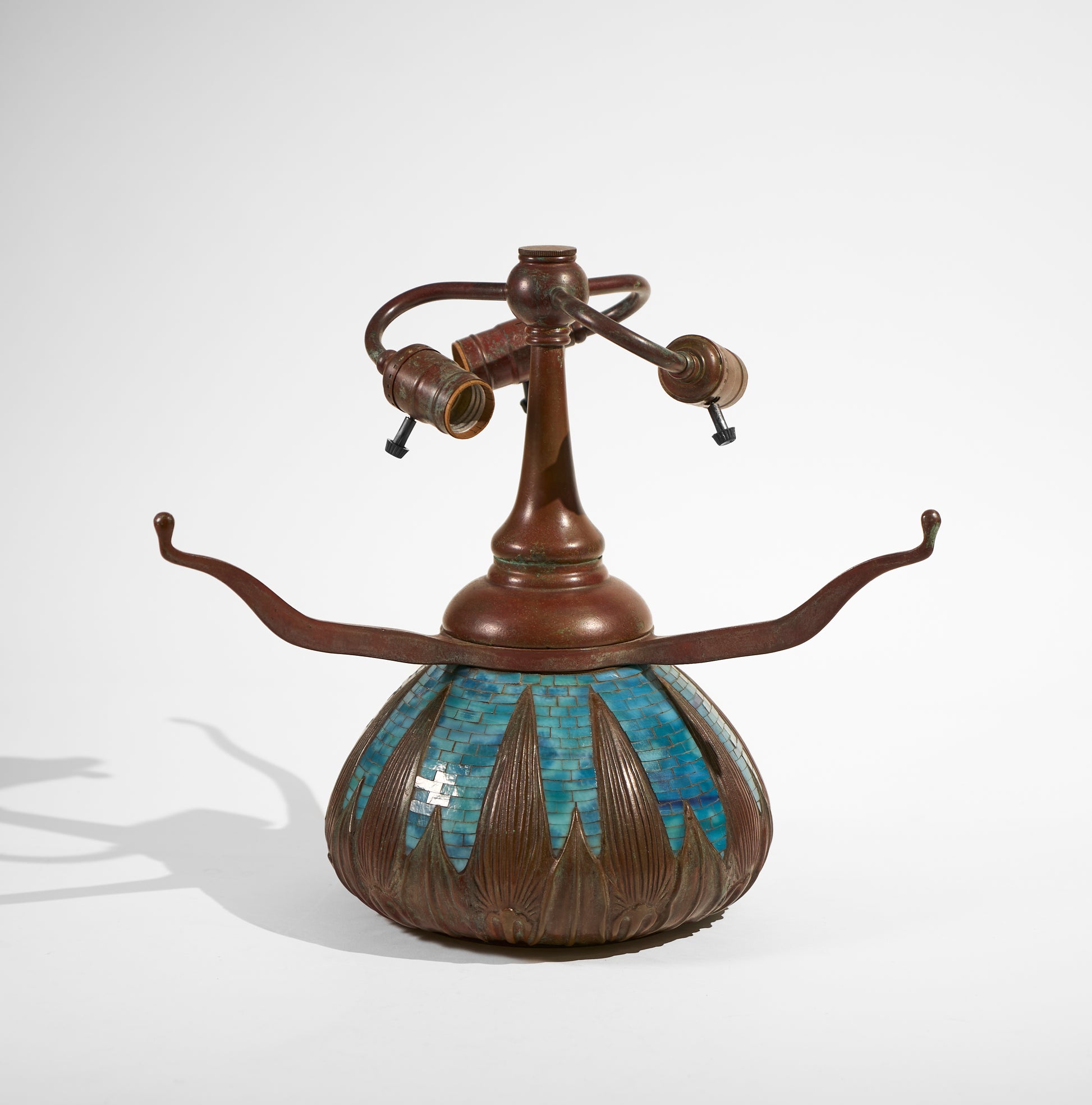 WB Arrowroot Urn Base ( Blue Glass Mosaic ) - Tiffany Reproduction Hardware