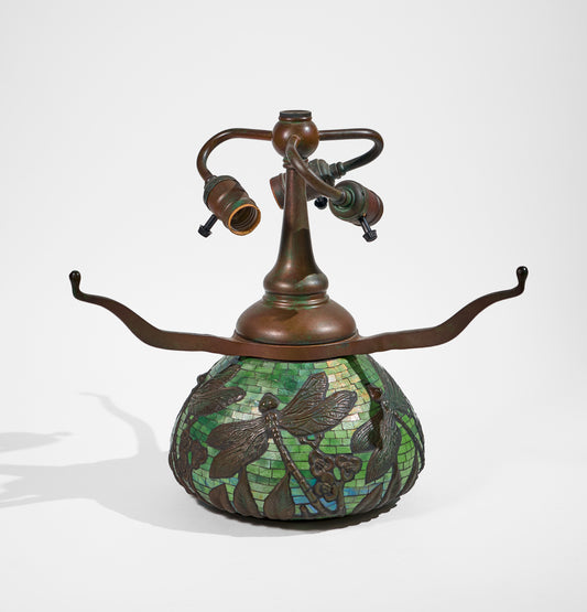 WB Dragonfly Urn Base ( Green Iridescent Glass Mosaic ) - Tiffany Reproduction Hardware