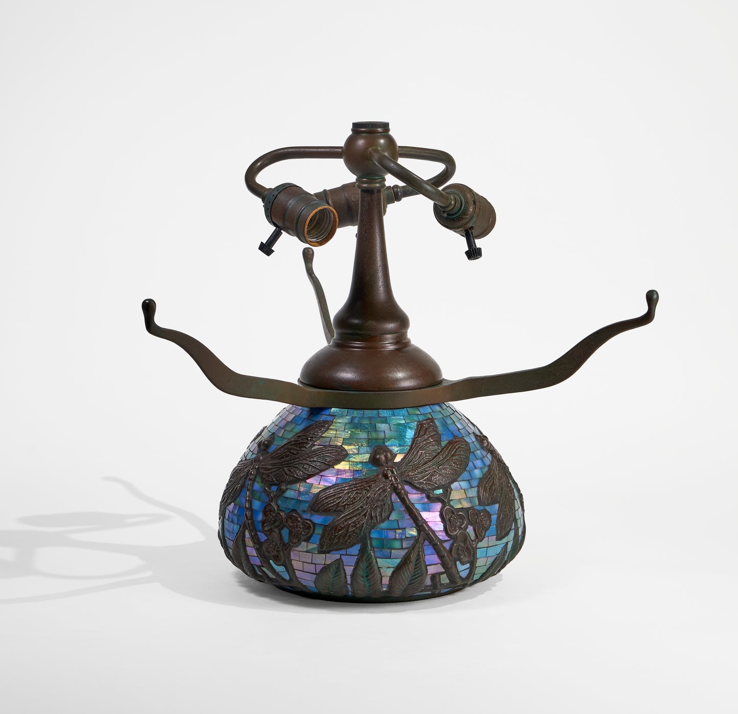 WB Dragonfly Urn Base ( Blue Green Iridescent Glass Mosaic ) - Tiffany Reproduction Hardware