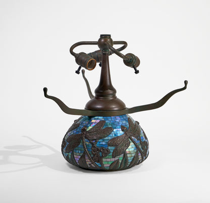 WB Dragonfly Urn Base ( Blue Green Iridescent Glass Mosaic ) - Tiffany Reproduction Hardware