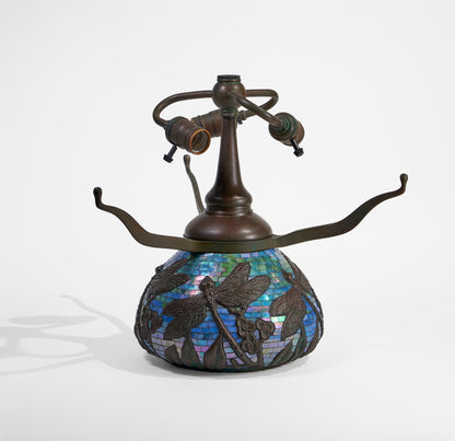 WB Dragonfly Urn Base ( Blue Green Iridescent Glass Mosaic ) - Tiffany Reproduction Hardware